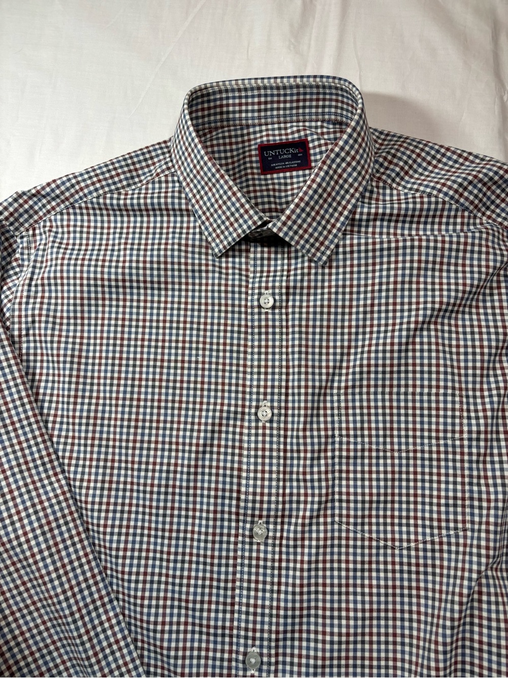 UNTUCKit Men's Blue and Brown Check Casual Button-Down Shirt